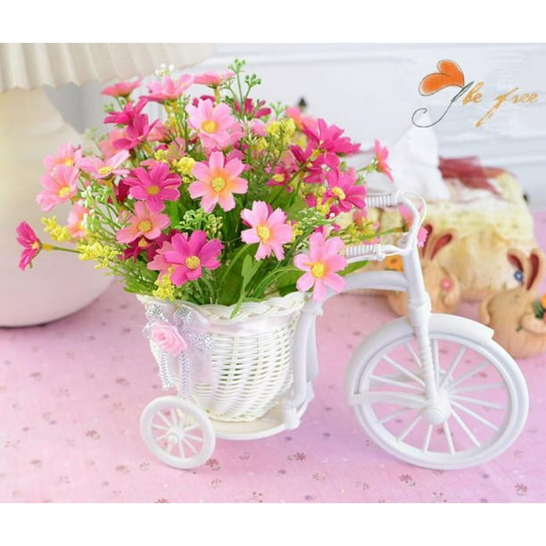 Wicker Tricycle Bike Basket Flower Vase Storage Organizer Baby Shower Party Gift 